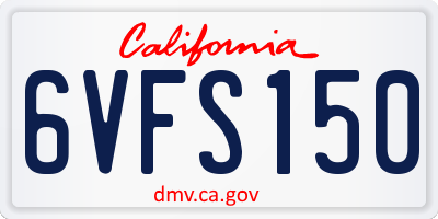 CA license plate 6VFS150