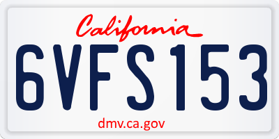 CA license plate 6VFS153