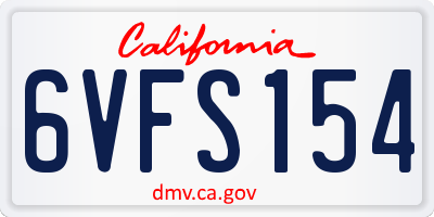 CA license plate 6VFS154