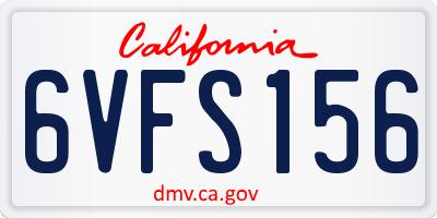 CA license plate 6VFS156