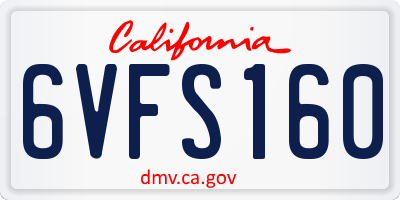 CA license plate 6VFS160