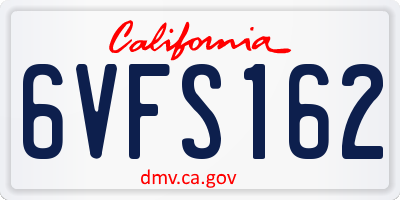 CA license plate 6VFS162