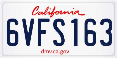 CA license plate 6VFS163
