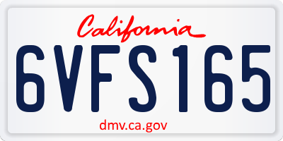 CA license plate 6VFS165