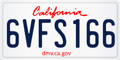 CA license plate 6VFS166
