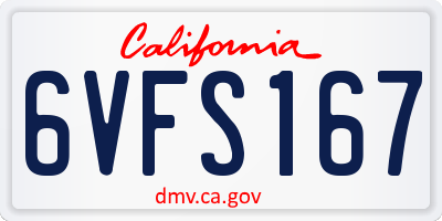 CA license plate 6VFS167