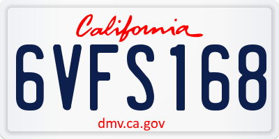 CA license plate 6VFS168