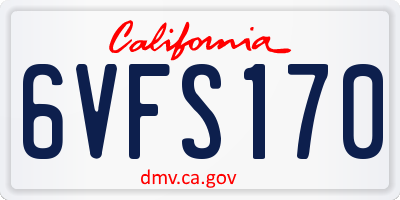 CA license plate 6VFS170