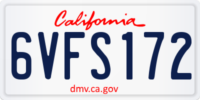 CA license plate 6VFS172