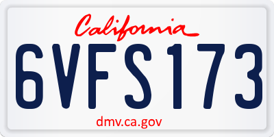 CA license plate 6VFS173