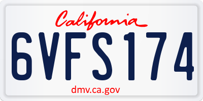 CA license plate 6VFS174