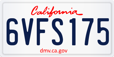 CA license plate 6VFS175