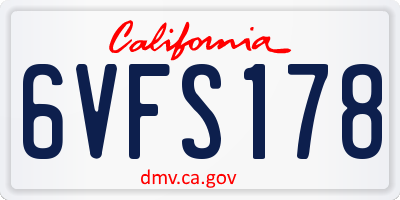 CA license plate 6VFS178