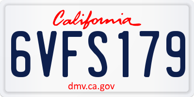 CA license plate 6VFS179