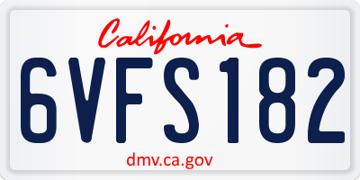 CA license plate 6VFS182