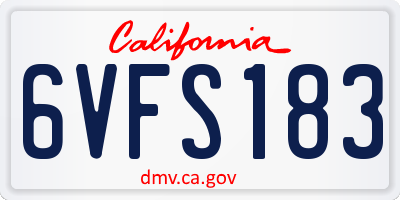 CA license plate 6VFS183