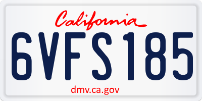 CA license plate 6VFS185