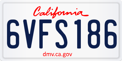 CA license plate 6VFS186
