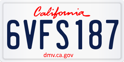 CA license plate 6VFS187