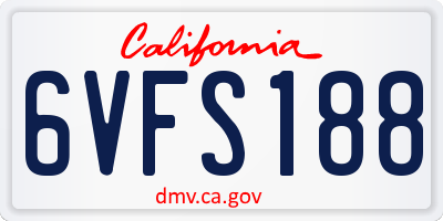 CA license plate 6VFS188