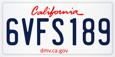 CA license plate 6VFS189