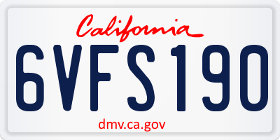 CA license plate 6VFS190