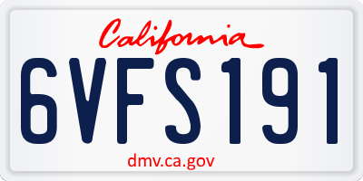 CA license plate 6VFS191