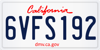 CA license plate 6VFS192
