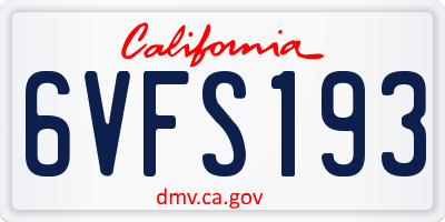CA license plate 6VFS193