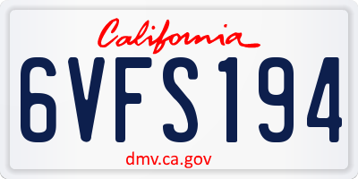 CA license plate 6VFS194