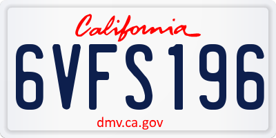 CA license plate 6VFS196