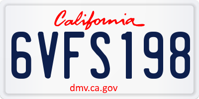 CA license plate 6VFS198