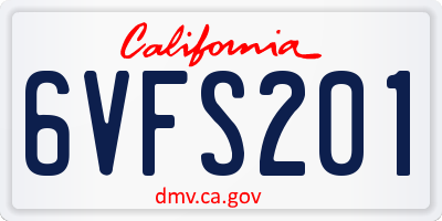 CA license plate 6VFS201