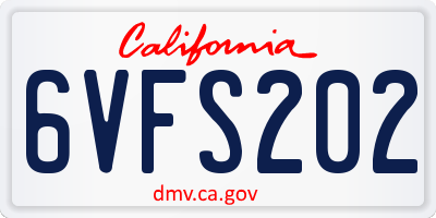 CA license plate 6VFS202