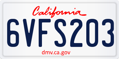CA license plate 6VFS203