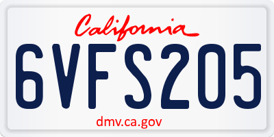 CA license plate 6VFS205