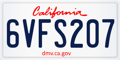 CA license plate 6VFS207