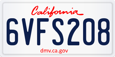CA license plate 6VFS208