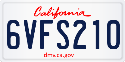 CA license plate 6VFS210