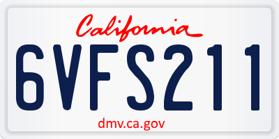 CA license plate 6VFS211