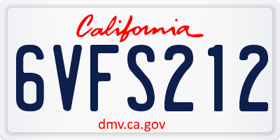 CA license plate 6VFS212