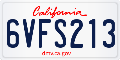 CA license plate 6VFS213