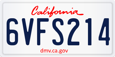 CA license plate 6VFS214