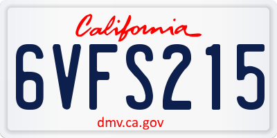 CA license plate 6VFS215