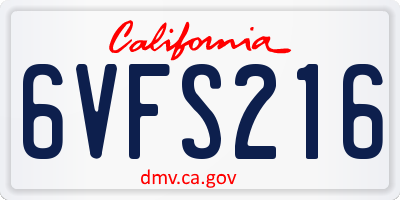 CA license plate 6VFS216