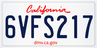 CA license plate 6VFS217