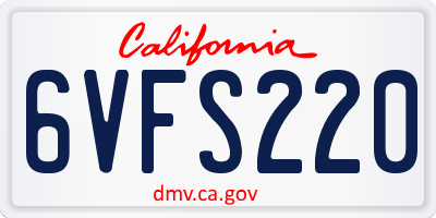 CA license plate 6VFS220