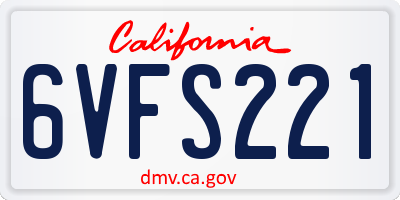 CA license plate 6VFS221