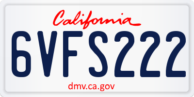 CA license plate 6VFS222