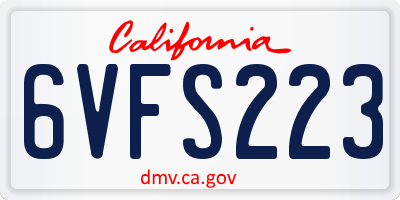 CA license plate 6VFS223